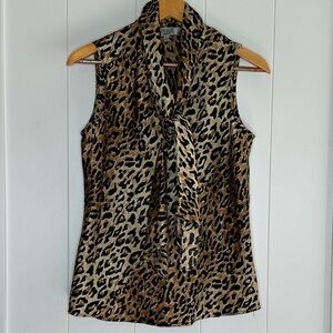 Kasper Leopard Print Sleeveless Blouse Size Medium